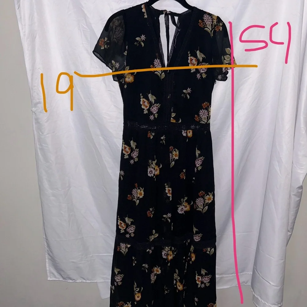 Abercrombie & Fitch Dress Flowy Floral Maxi Dress Open Tie Back V-Neck